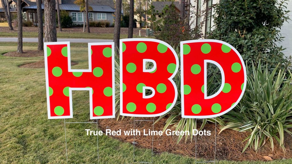 TRUE RED W/ LIME GREEN DOTS